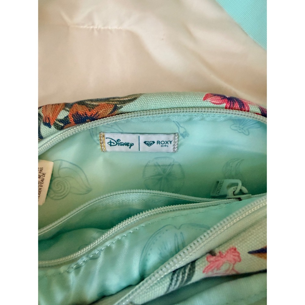 Disney x Roxy Girl Mint Green Tropical Floral Seashell Fanny Pack Waist Bag - Picture 3 of 4